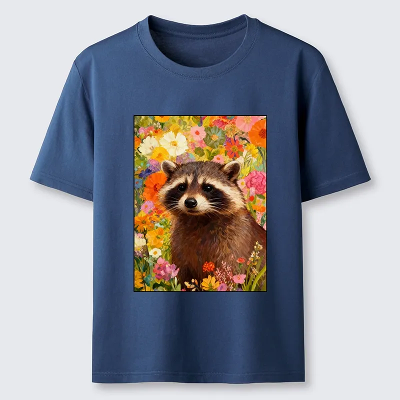 Tokyo-Tiger Raccoon Among Bright Flowers Classic T-Shirt