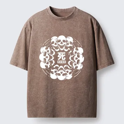 Tokyo-Tiger Funny Skull Meme Dance With Death Washed T-Shirt