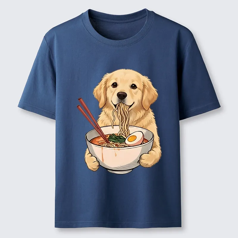 Tokyo-Tiger Golden Retriever Eating Ramen Noodles Classic T-Shirt