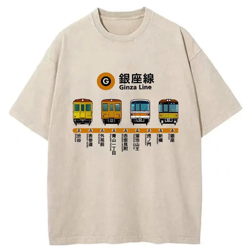 Tokyo-Tiger Japanese Ginza Line Washed T-Shirt