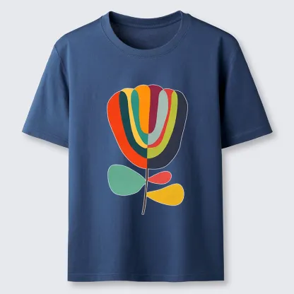 Tokyo-Tiger Colorful Flower Minimalist Print Classic T-Shirt