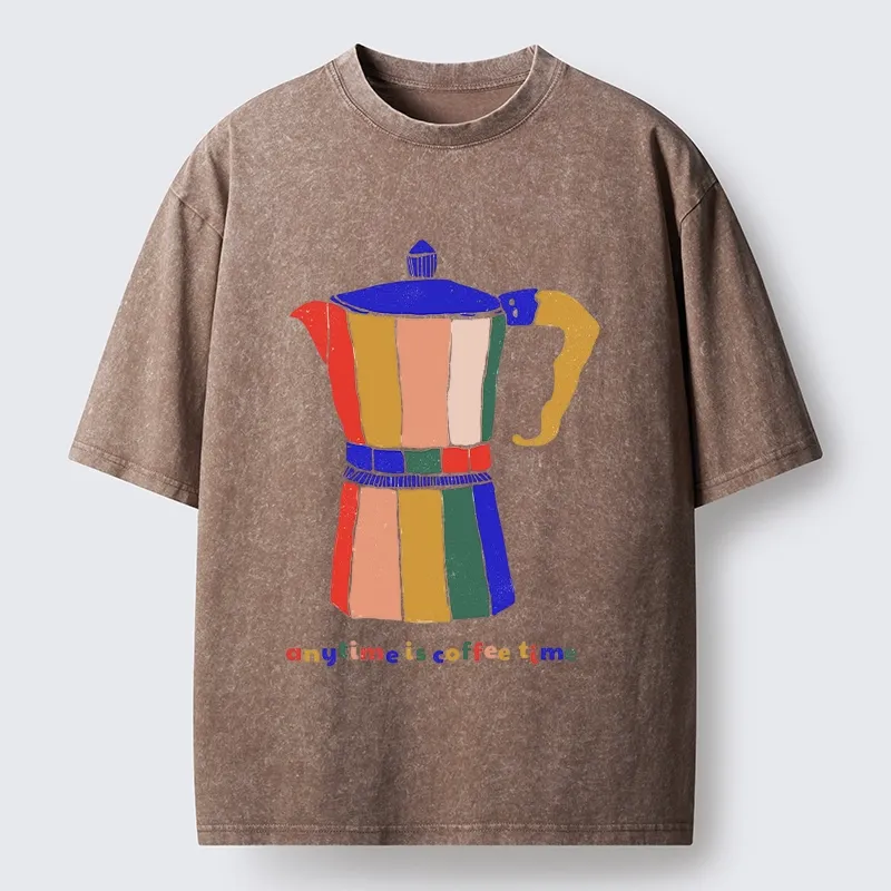 Tokyo-Tiger Colorful Moka Pot Brews Great Coffee Washed T-Shirt