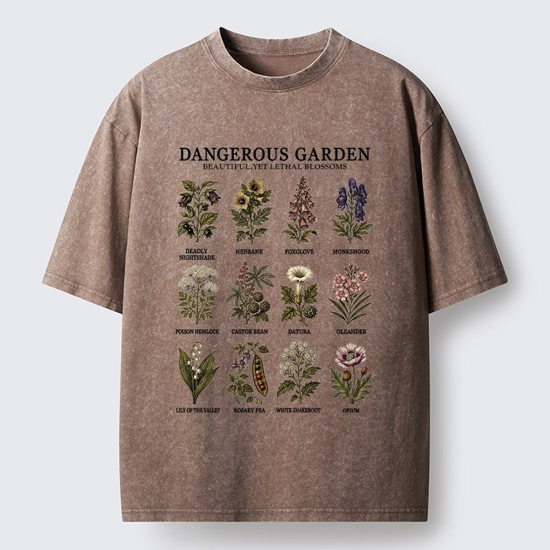 Tokyo-Tiger Lethal Plants With Pretty Blooms Washed T-Shirt