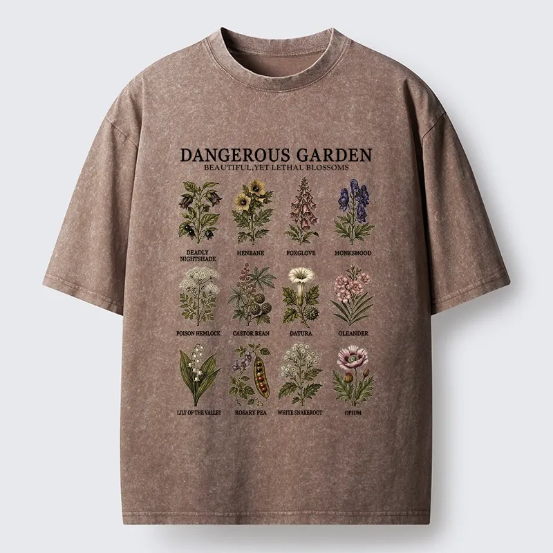 Tokyo-Tiger Lethal Plants With Pretty Blooms Washed T-Shirt