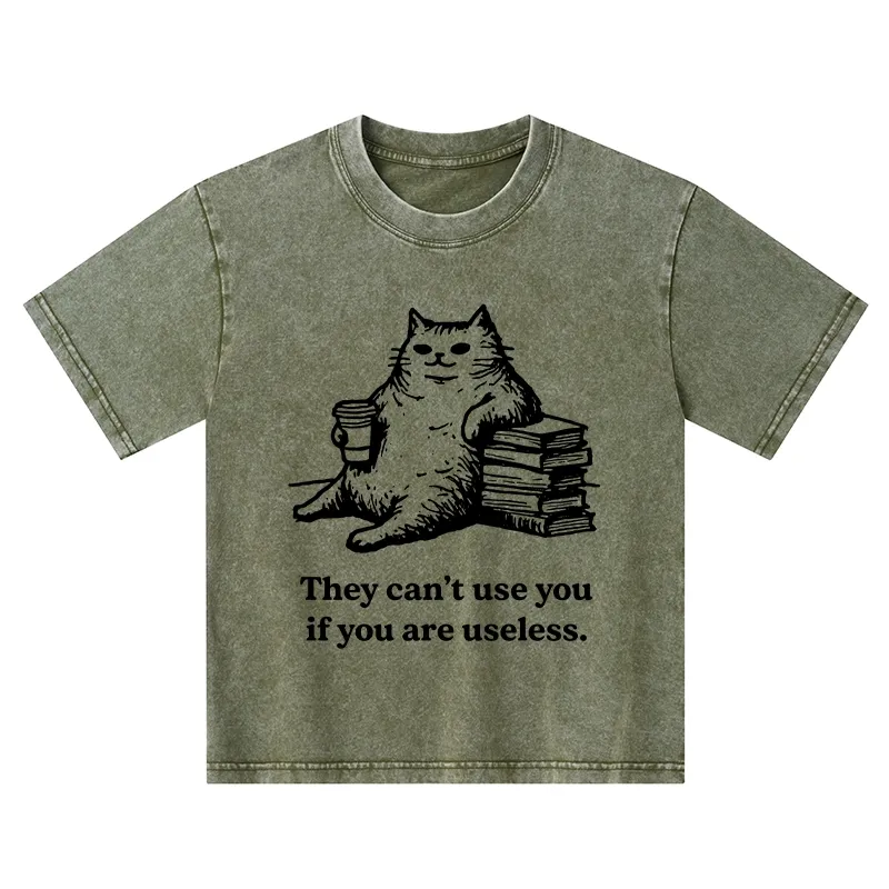 Tokyo-Tiger Cat Proving Uselessness Is A Superpower Kids Washed T-Shirt Sale