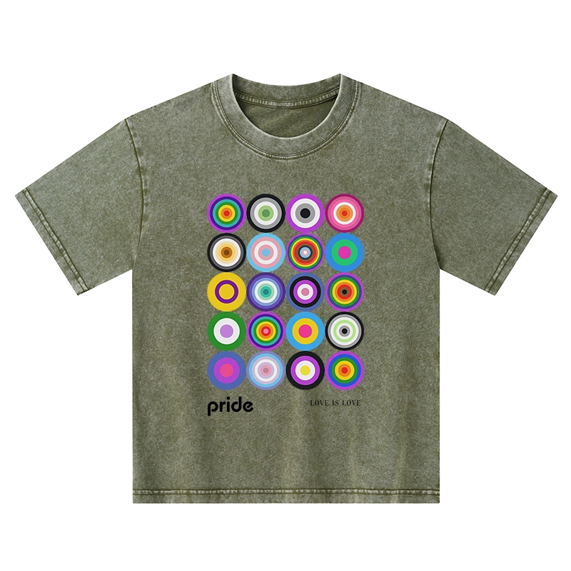 Tokyo-Tiger Every Circle Glows With Inclusive Love Kids Washed T-Shirt