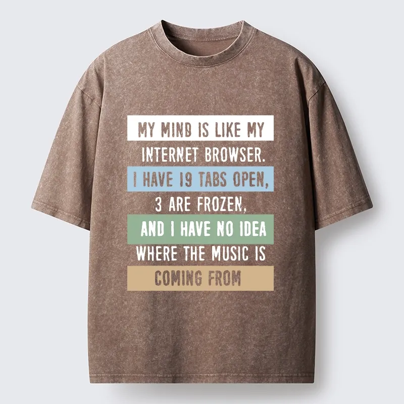 Tokyo-Tiger Funny Brain Tab Meme Washed T-Shirt