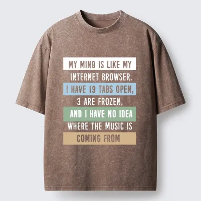 Tokyo-Tiger Funny Brain Tab Meme Washed T-Shirt
