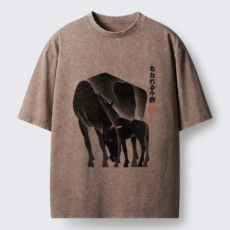 Tokyo-Tiger Zen Art Of Two Horses Washed T-Shirt