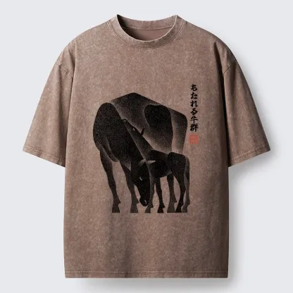 Tokyo-Tiger Zen Art Of Two Horses Washed T-Shirt