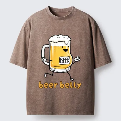 Tokyo-Tiger Walking Beer Mug With A Beer Belly Washed T-Shirt