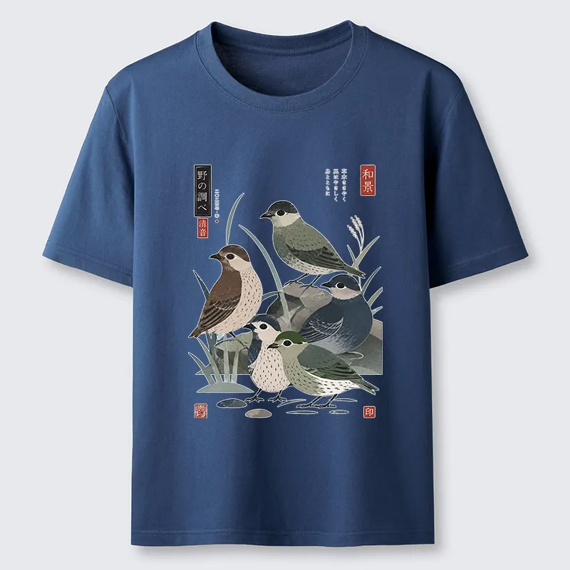 Tokyo-Tiger Cute Little Birds Japanese Folk Print Classic T-Shirt