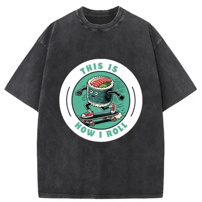 Tokyo-Tiger Sushi Skateboard Washed T-Shirt
