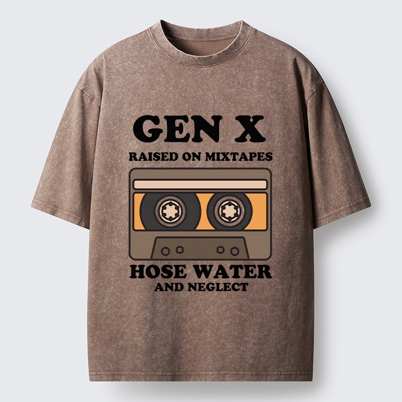 Tokyo-Tiger Retro Childhood GenX Cassette Tape Washed T-Shirt