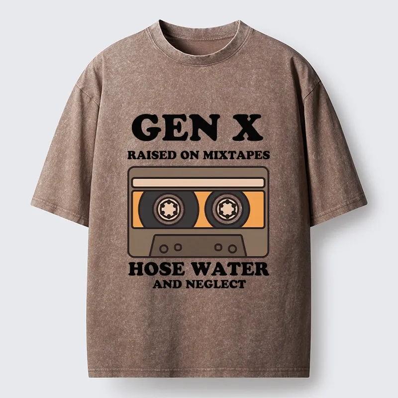 Tokyo-Tiger Retro Childhood GenX Cassette Tape Washed T-Shirt