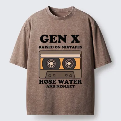 Tokyo-Tiger Retro Childhood GenX Cassette Tape Washed T-Shirt