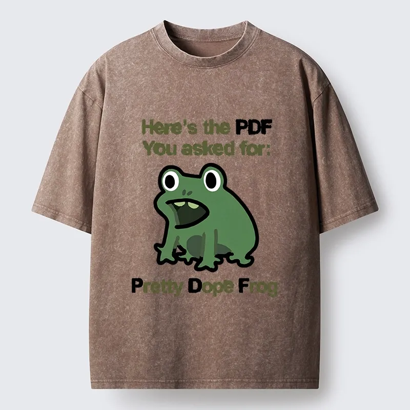 Tokyo-Tiger Funny Office PDF Frog Meme Washed T-Shirt
