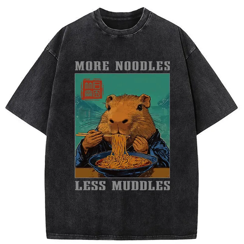 Tokyo-Tiger More Noodles Less Muddles Washed T-Shirt