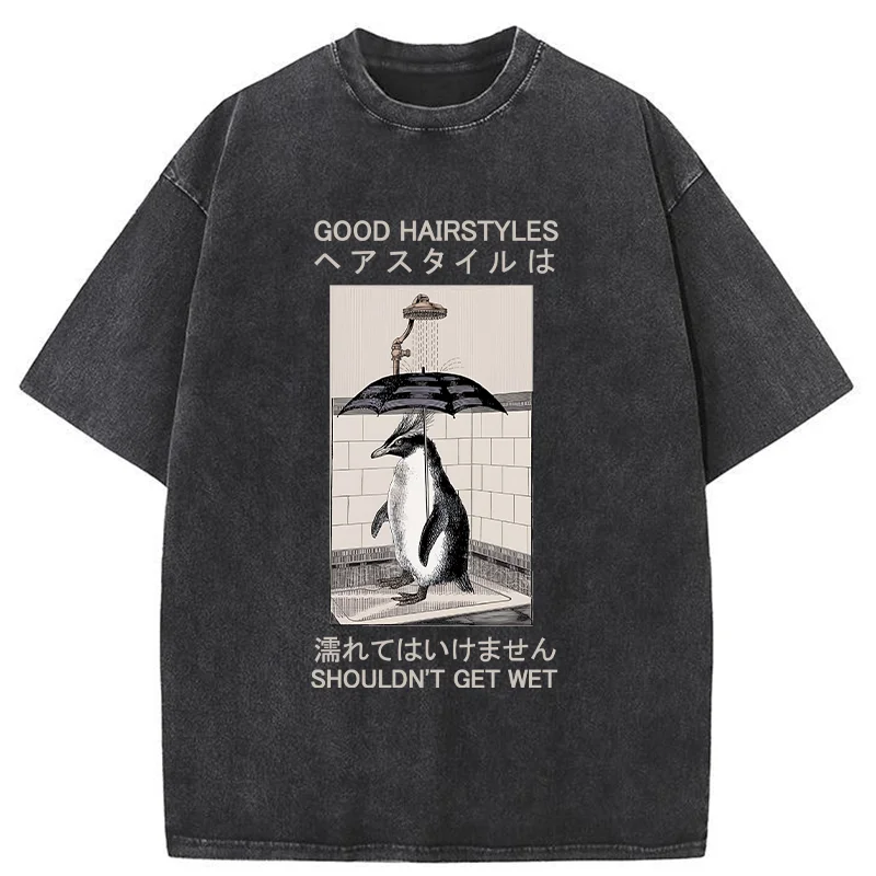 Tokyo-Tiger Keep It Stylish Penguin Washed T-Shirt