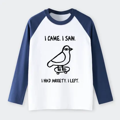 Tokyo-Tiger Funny Meme Bird Just Needs A Break Raglan Long Sleeve T-shirt