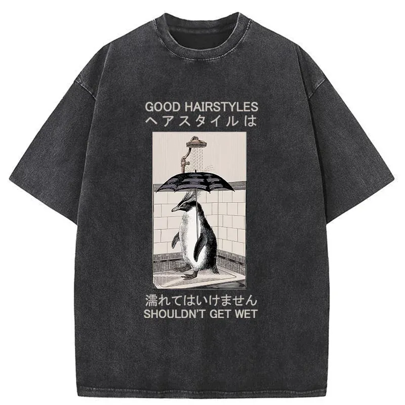 Tokyo-Tiger Keep It Stylish Penguin Washed T-Shirt
