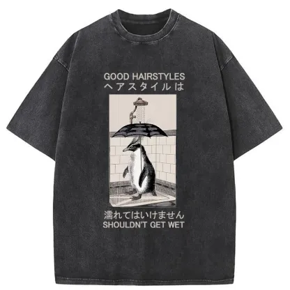 Tokyo-Tiger Keep It Stylish Penguin Washed T-Shirt