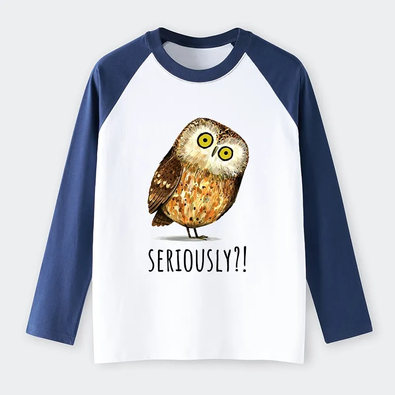 Tokyo-Tiger Seriously Confused Owl Meme Art Raglan Long Sleeve T-shirt