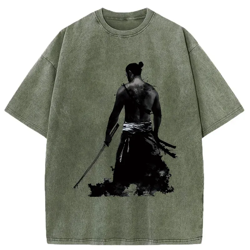 Tokyo-Tiger Strong Japanese Samurai Washed T-Shirt