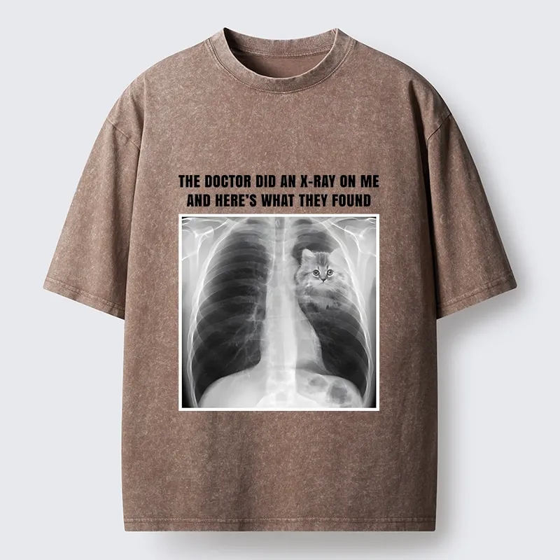 Tokyo-Tiger Relatable Cat Lover X Ray Joke Graphic Washed T-Shirt Sale