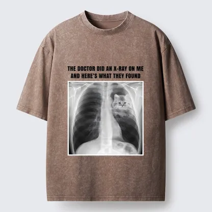 Tokyo-Tiger Relatable Cat Lover X Ray Joke Graphic Washed T-Shirt