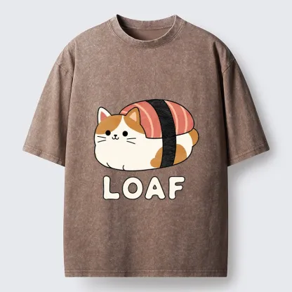 Tokyo-Tiger Cute Tuna Sushi Kitty Loaf Art Washed T-Shirt