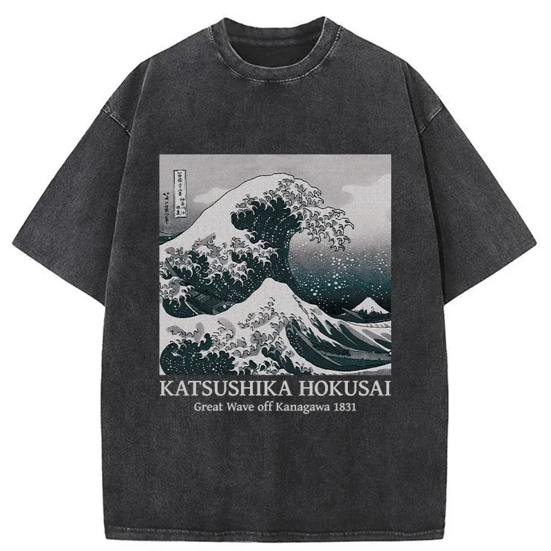 Tokyo-Tiger Ukiyoe Classic Waves Washed T-Shirt