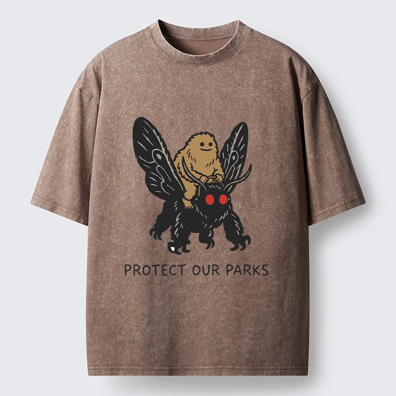Tokyo-Tiger Bigfoot Ride Moth Protect Parks Washed T-Shirt