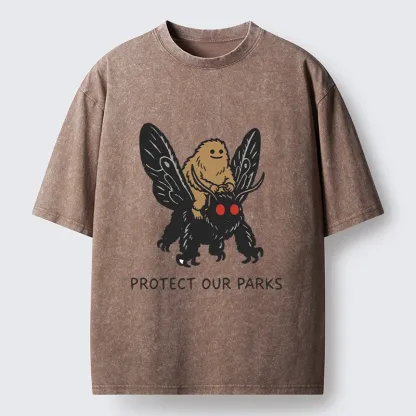 Tokyo-Tiger Bigfoot Ride Moth Protect Parks Washed T-Shirt