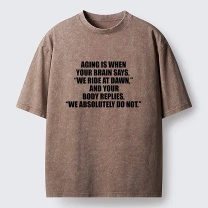 Tokyo-Tiger Funny Aging Brain Body Meme Washed T-Shirt