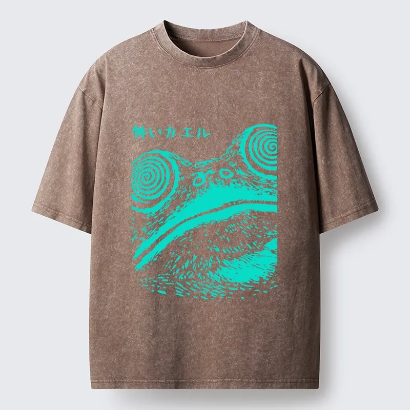 Tokyo-Tiger Spooky Japanese Frog Ukiyo Art Washed T-Shirt