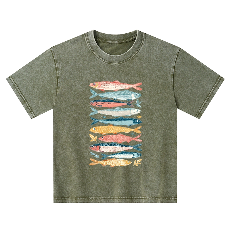 Tokyo-Tiger Beautiful Colorful Fish In The Sea Kids Washed T-Shirt