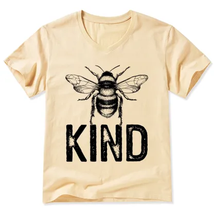 Tokyo-Tiger Minimalist Bee Kind Illustration V-Neck Classic T-Shirt