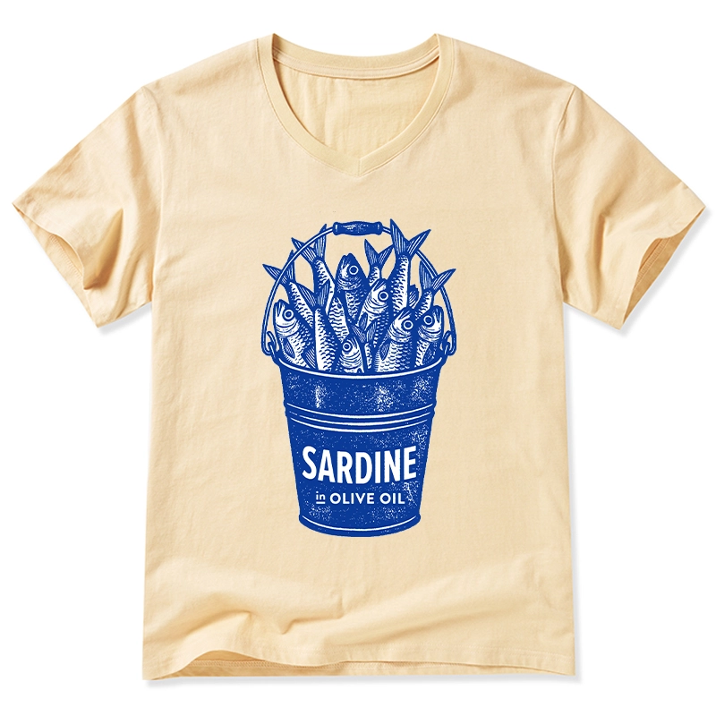 Tokyo-Tiger Vintage Bucket Full Of Fresh Sardines V-Neck Classic T-Shirt
