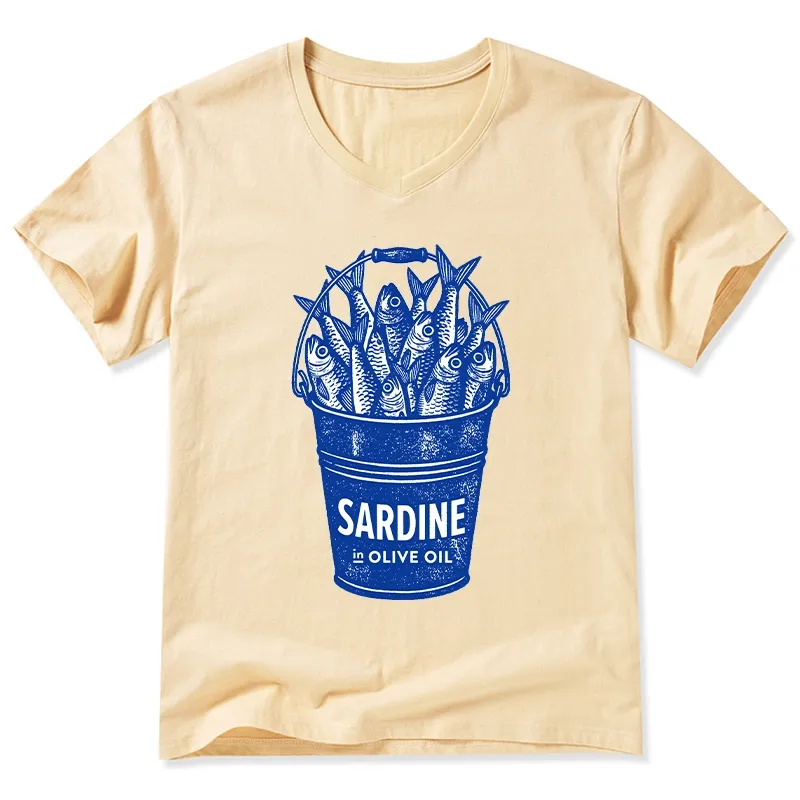 Tokyo-Tiger Vintage Bucket Full Of Fresh Sardines V-Neck Classic T-Shirt