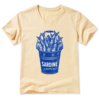 Tokyo-Tiger Vintage Bucket Full Of Fresh Sardines V-Neck Classic T-Shirt
