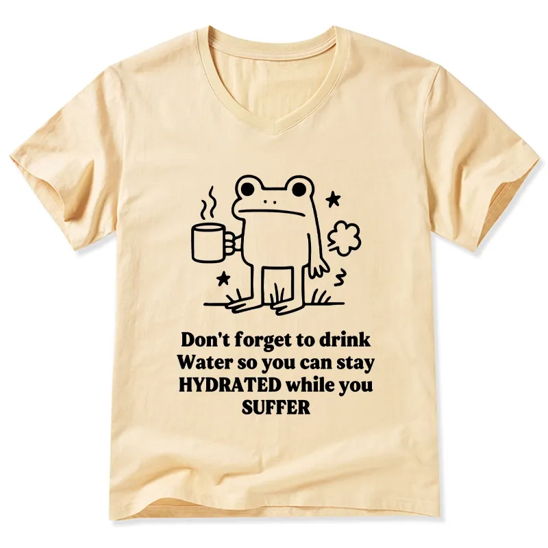 Tokyo-Tiger Frog Says Drink Water V-Neck Classic T-Shirt