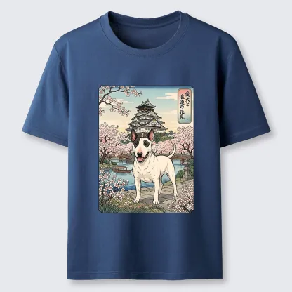 Tokyo-Tiger Ukiyo-e Bull Terrier Cherry Blossom Art Classic T-Shirt