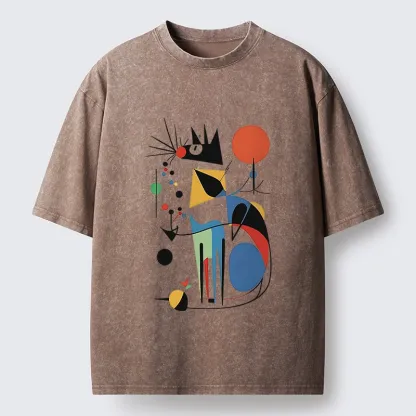 Tokyo-Tiger Abstract Colorful Cat Art Washed T-Shirt