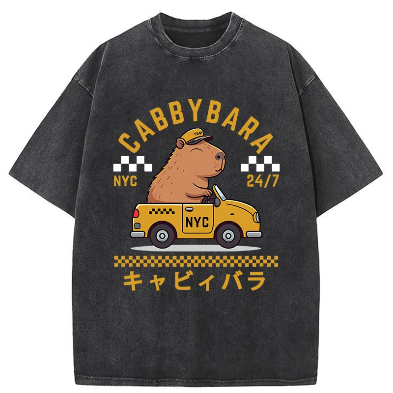 Tokyo-Tiger Capybara Driving Washed T-Shirt