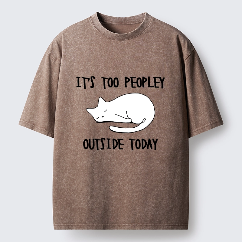 Tokyo-Tiger Funny Meme Quiet Lazy Cat Minimal Line Art Washed T-Shirt