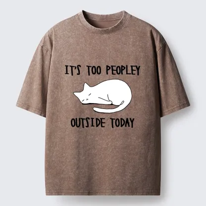Tokyo-Tiger Funny Meme Quiet Lazy Cat Minimal Line Art Washed T-Shirt