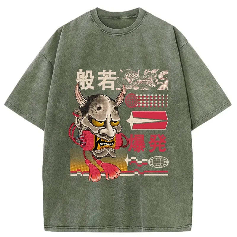 Tokyo-Tiger Hannya Mask Japanese Washed T-Shirt Sale