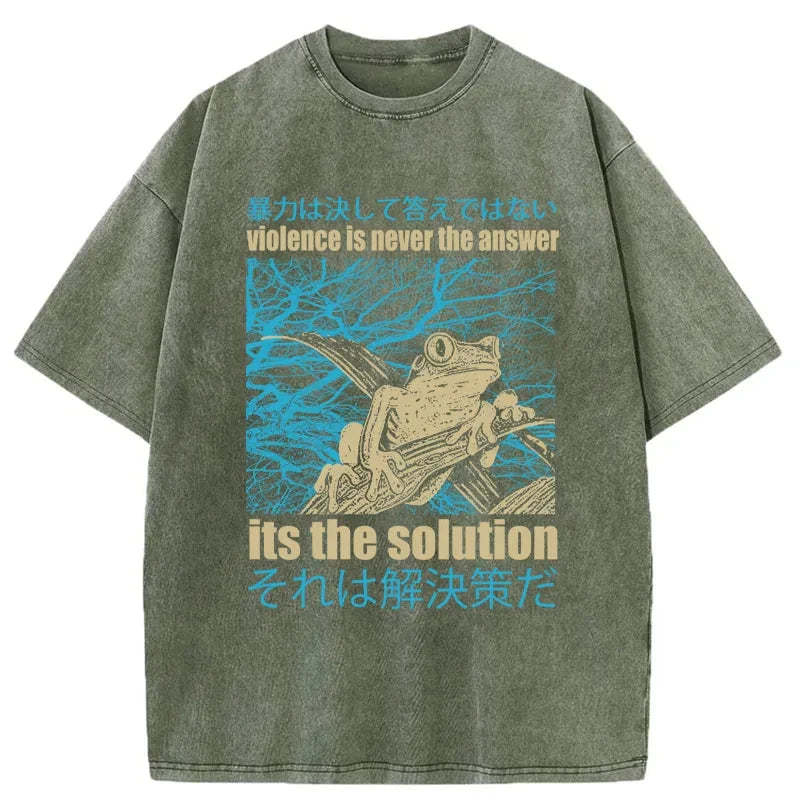 Tokyo-Tiger Violence Is Never The Answer Its The Solution Washed T-Shirt