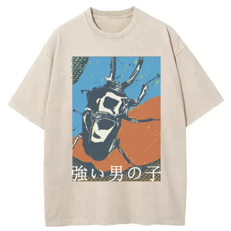Tokyo-Tiger Strong Beetle Japanese Washed T-Shirt